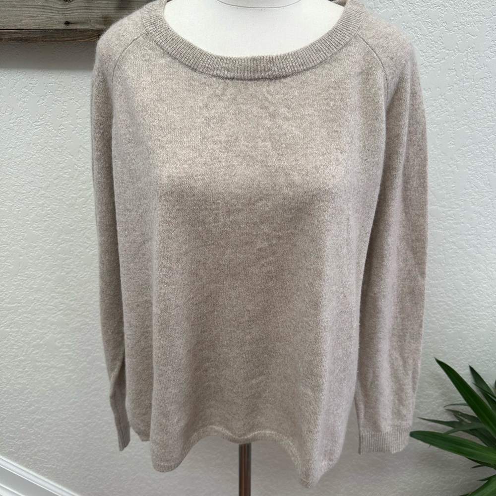 Minnie Rose Women's Beige Oatmeal 100% cashmere Sweater size Large